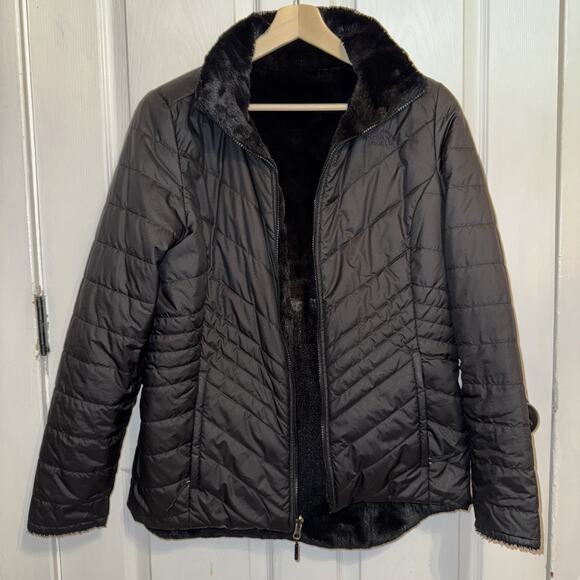 The North Face Mossbud Reversible Jacket Women's Size L Large Black Full Zip - Picture 1 of 10